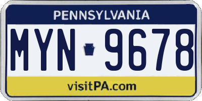 PA license plate MYN9678
