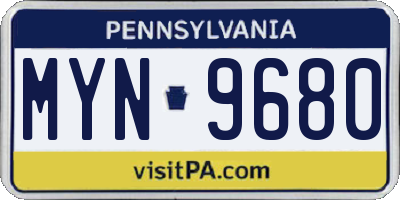 PA license plate MYN9680