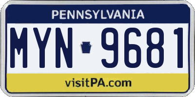 PA license plate MYN9681