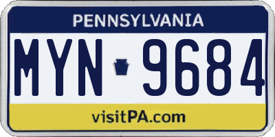PA license plate MYN9684