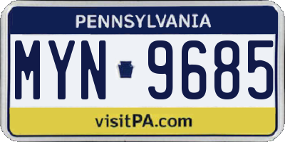 PA license plate MYN9685