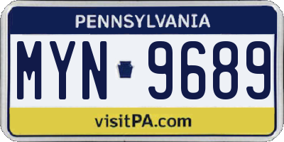 PA license plate MYN9689