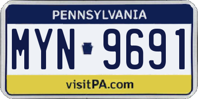 PA license plate MYN9691