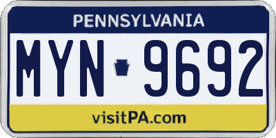 PA license plate MYN9692