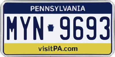 PA license plate MYN9693
