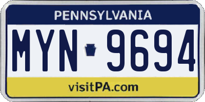 PA license plate MYN9694