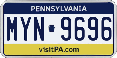 PA license plate MYN9696