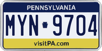 PA license plate MYN9704