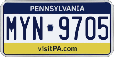 PA license plate MYN9705