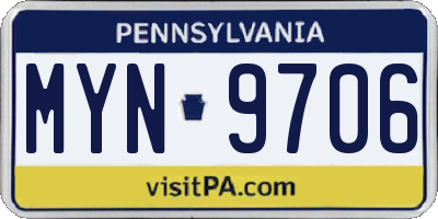 PA license plate MYN9706