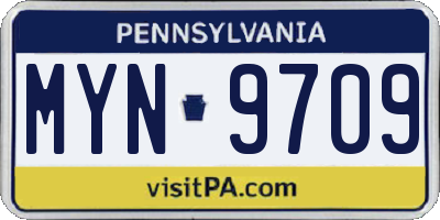 PA license plate MYN9709