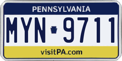 PA license plate MYN9711