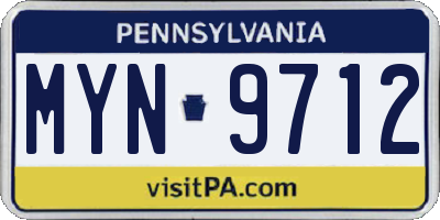 PA license plate MYN9712