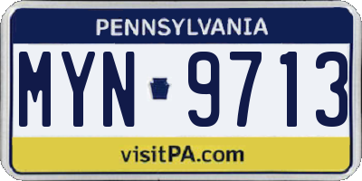 PA license plate MYN9713