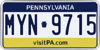 PA license plate MYN9715