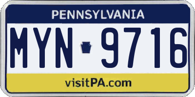 PA license plate MYN9716