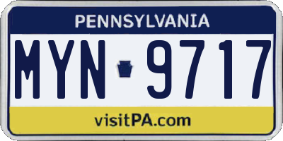 PA license plate MYN9717