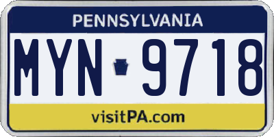PA license plate MYN9718