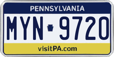 PA license plate MYN9720