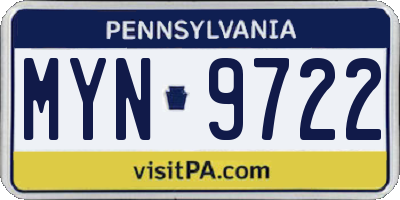 PA license plate MYN9722