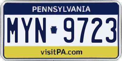 PA license plate MYN9723