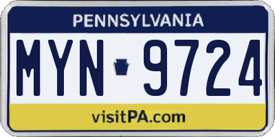 PA license plate MYN9724