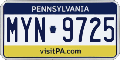 PA license plate MYN9725