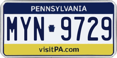 PA license plate MYN9729