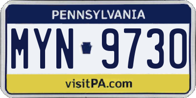 PA license plate MYN9730