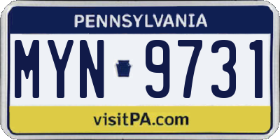 PA license plate MYN9731