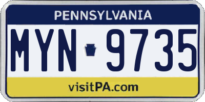 PA license plate MYN9735