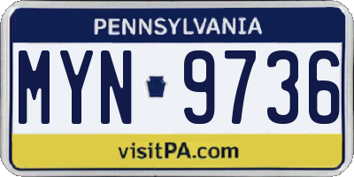 PA license plate MYN9736