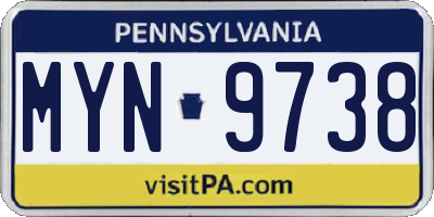 PA license plate MYN9738