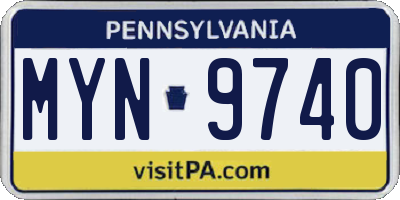 PA license plate MYN9740