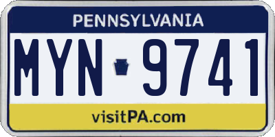 PA license plate MYN9741