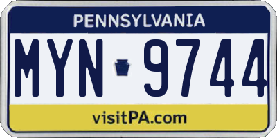 PA license plate MYN9744
