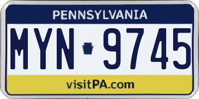 PA license plate MYN9745