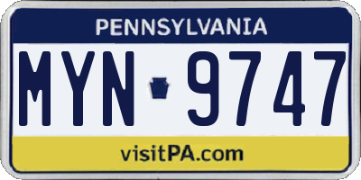 PA license plate MYN9747