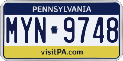 PA license plate MYN9748