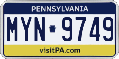 PA license plate MYN9749