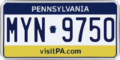 PA license plate MYN9750