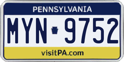 PA license plate MYN9752
