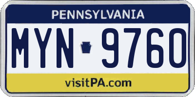 PA license plate MYN9760
