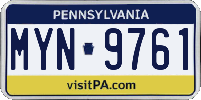 PA license plate MYN9761