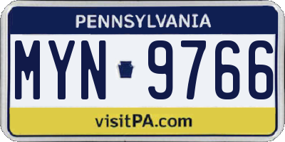 PA license plate MYN9766