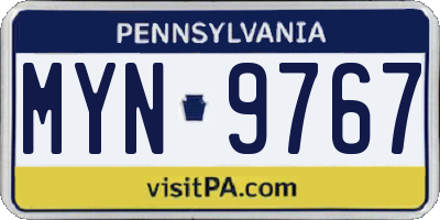 PA license plate MYN9767