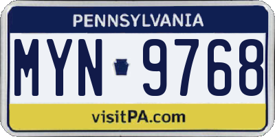 PA license plate MYN9768