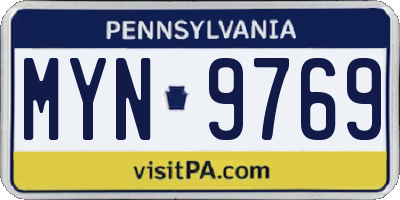 PA license plate MYN9769