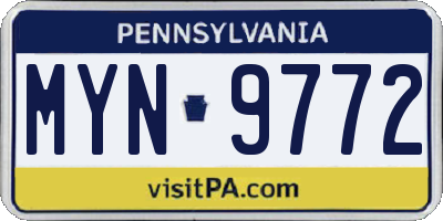 PA license plate MYN9772