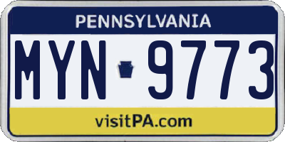PA license plate MYN9773
